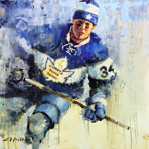 Auston Matthews Canvas Print from Original Painting Toronto Maple Leafs Wall Art Decor Hockey Gift image 2