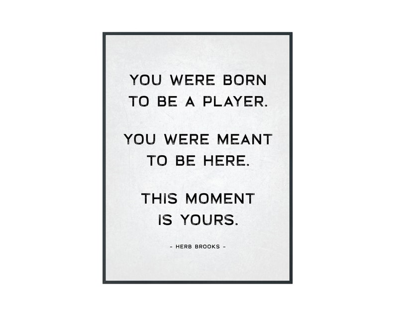 Herb Brooks Quote B&W Printable Wall Art Hockey Digital Download You Were Born To Be A Player ... image 4