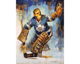 Terry Sawchuk Toronto Maple Leafs Poster or Metal Print from the Original Painting - Hockey Wall Art Decor - Goalie - Gift - Unframed