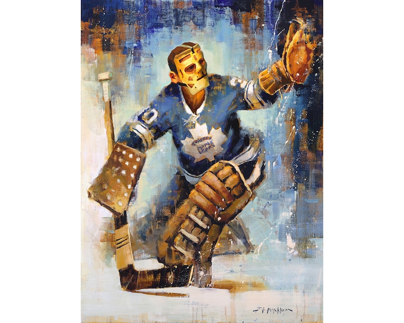 Terry Sawchuk Toronto Maple Leafs Poster or Metal Print from the Original Painting Hockey Wall Art Decor Goalie Gift Unframed image 1