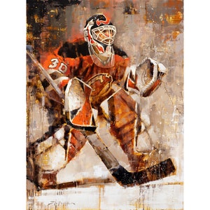 Martin Brodeur New Jersey Devils Poster oder Metalldruck vom Original Gemälde Hockey Wand Kunst Dekor NHL Torwart Geschenk Ungerahmt Bild 1