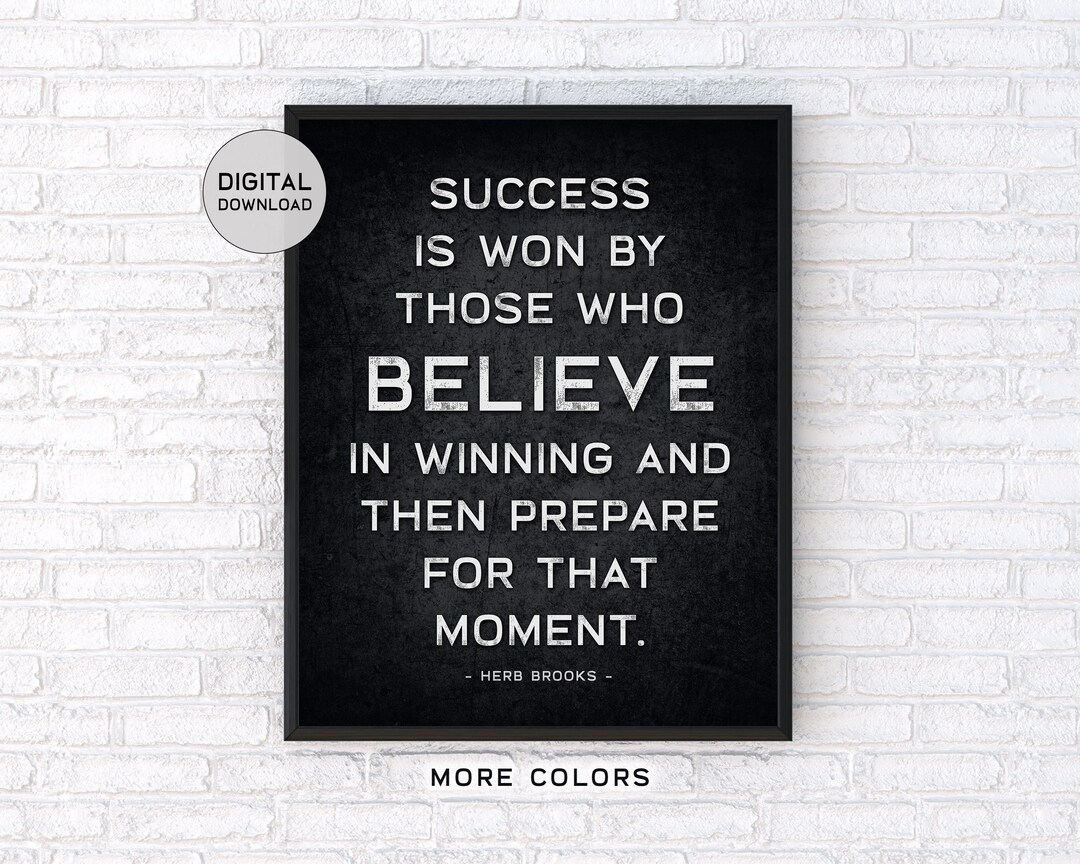 Herb Brooks Quote B&W Printable Wall Art Digital Download Success is