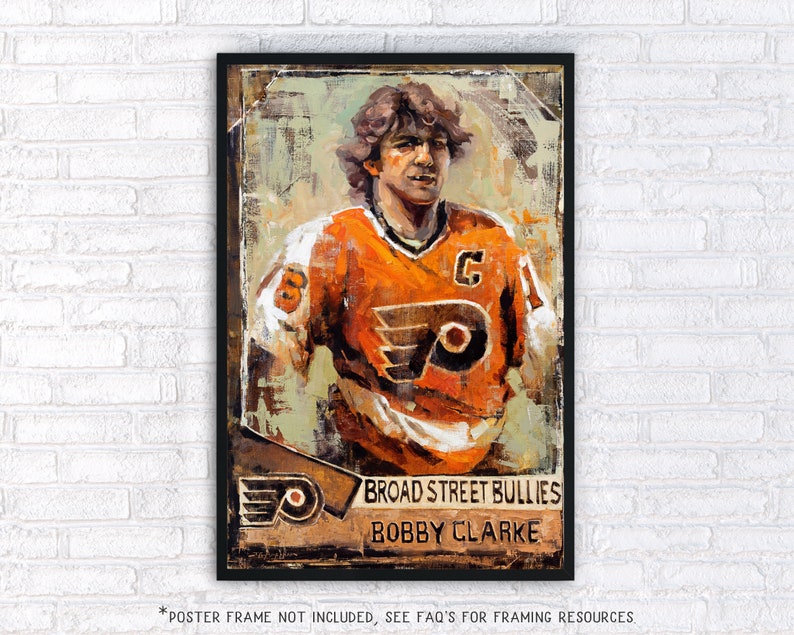 Bobby Clarke Philadelphia Flyers Poster or Metal Print from Original Painting Broad Street Bullies, Hockey Wall Art Decor, Gift, Unframed image 2