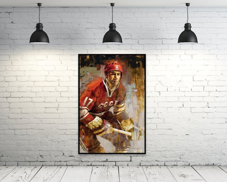 Valeri Kharlamov Canvas Print Soviet Team 1972 Summit Series Hockey Art, Gift, Hockey Decor, Russia Hockey image 1