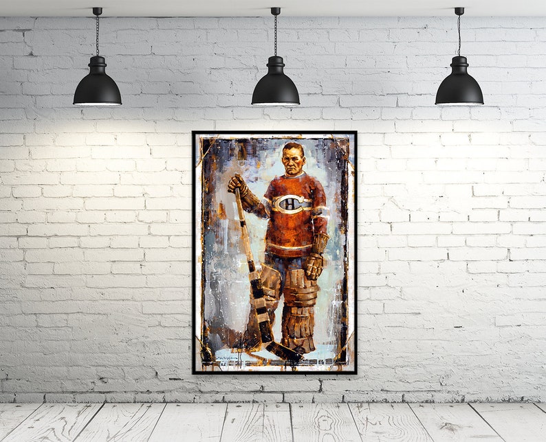 Georges Vezina Canvas Print from Original Painting Montreal Canadiens Hockey Wall Art Decor Goalie Gift image 1