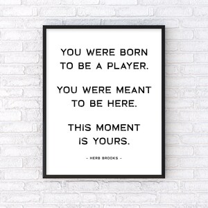 Herb Brooks Quote B&W Printable Wall Art Hockey Digital Download You Were Born To Be A Player ... image 3