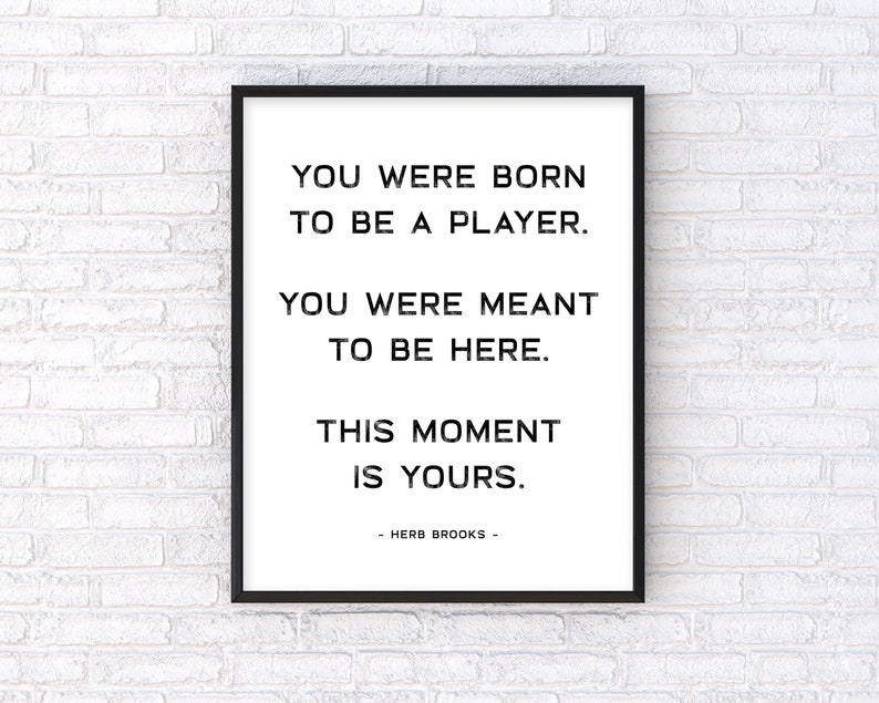 Herb Brooks Quote B&W Printable Wall Art Hockey Digital Download You Were Born To Be A Player ... image 3