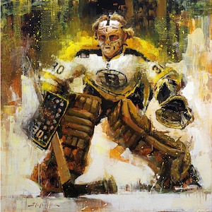 Gerry Cheevers Poster or Metal Print from Original Painting Boston Bruins Wall Art Decor Hockey Art Goalie Gift Unframed image 1