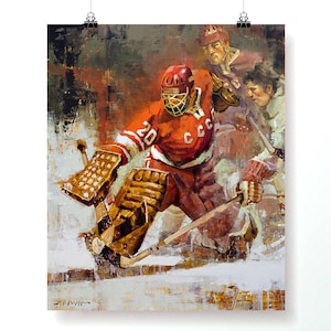 Vladislav Tretiak Hockey Poster Soviet Team Goalie in 1972 Summit Series, Russia Hockey, Hockey Wall Art Decor, Gift image 1