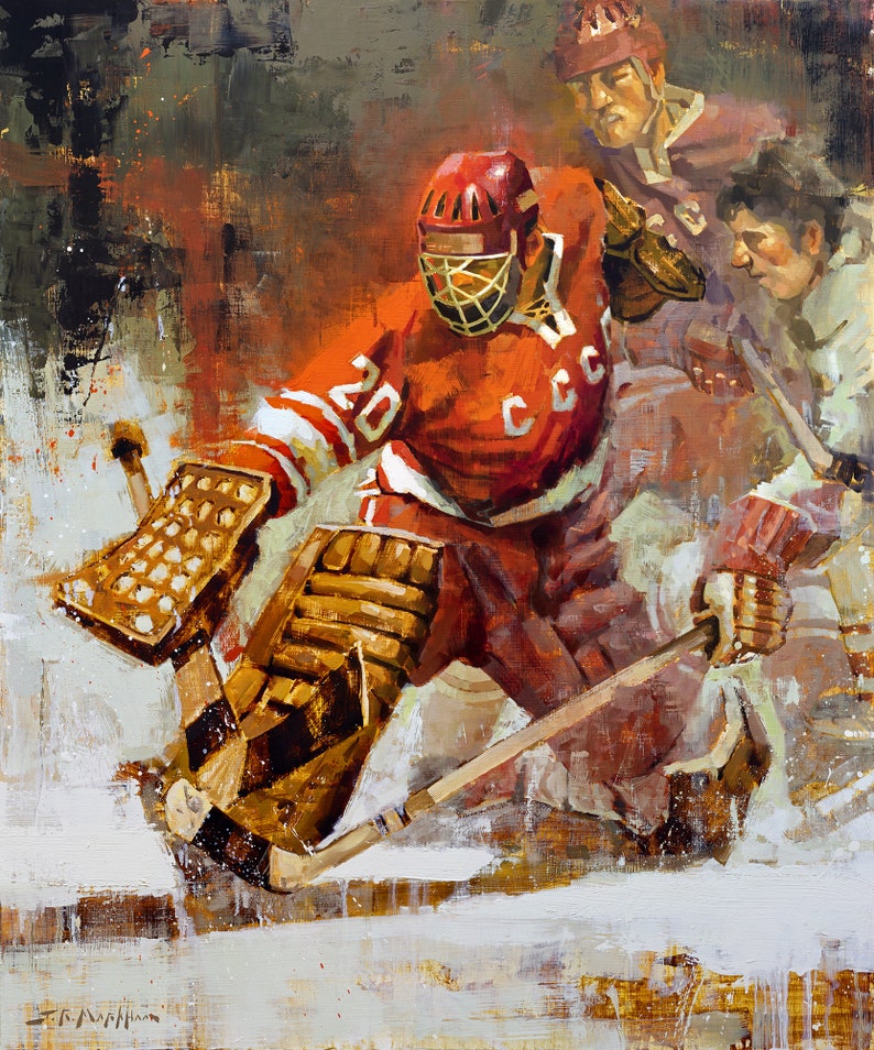 Vladislav Tretiak Hockey Poster Soviet Team Goalie in 1972 Summit Series, Russia Hockey, Hockey Wall Art Decor, Gift image 2