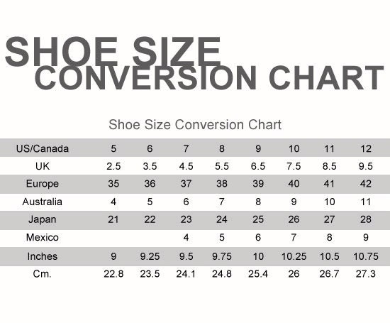 Shoe size 9 conversion chart Clearance