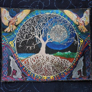 Tree of Life Patch XL – Sew-On Satin Patch (10.5” x 9”) – Intricate Artwork Design