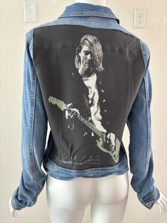 Upcycled Denim Jacket: Kurt Cobain Patch (Women’s Medium)