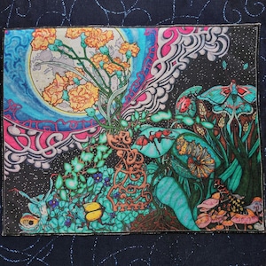 Garden Patch XL – Satin Sew-On Patch (10.5” x 8.5”) – Unique Floral Artwork