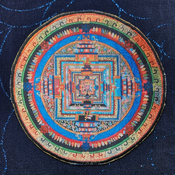 Hand Drawn Mandala Patch, Spiritual Sacred Geometry Applique, 4.5 Inches Sew-On Patch