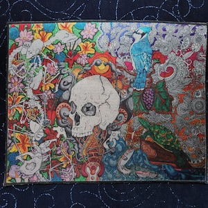 Skull Garden Patch XL – Sew-On Satin Patch (10.5” x 8.5”) – Buddhist-Inspired Artwork