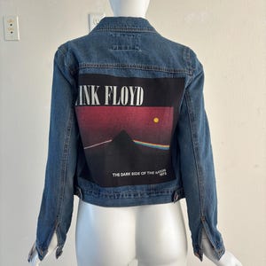 Pink Floyd Dark Side of the Moon Denim Jacket | Upcycled Jean Jacket (Women's Small)