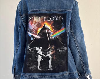 Pink Floyd Dark Side of the Moon Denim Jacket | Women's XL | Upcycled Jean Jacket | One of a Kind