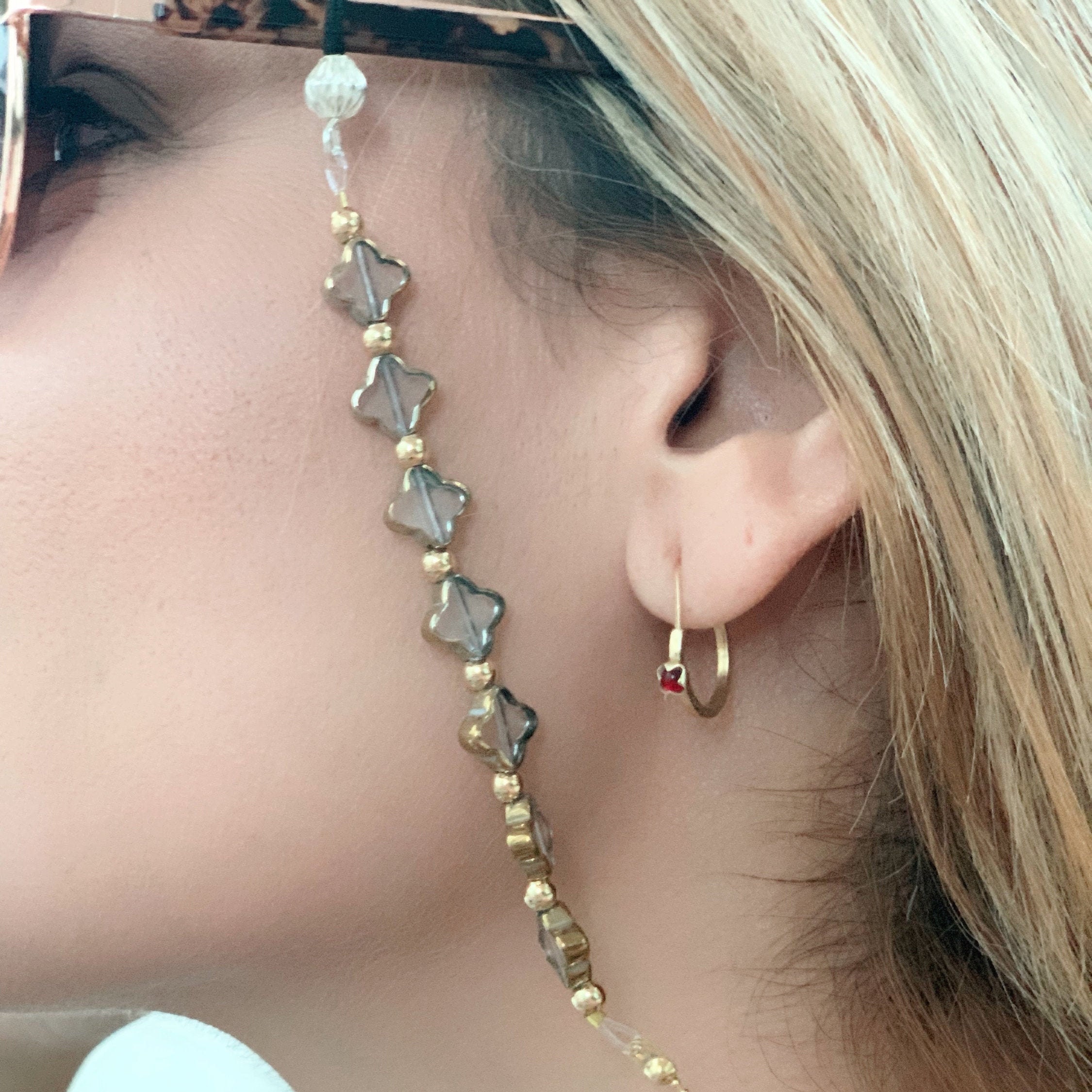 Four Clover Leaf Sunglasses Chain Eyewear Glasses Reading Etsy