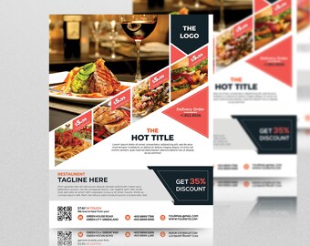 printable restaurant flyer template flyer template flyer etsy