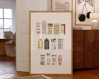 Watercolor Parisian Apartment Buildings Wall Art/Poster