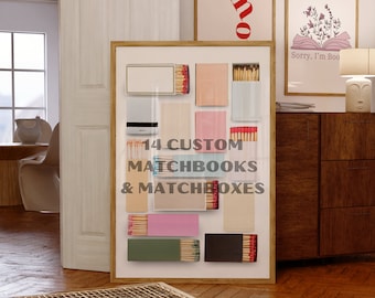 Collage de cajas de cerillas y cajas de cerillas, arte digital de pared o póster personalizado (hecho a pedido)