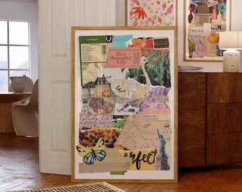 Magazine Cut-Outs Collage Digital Wall Art/Poster