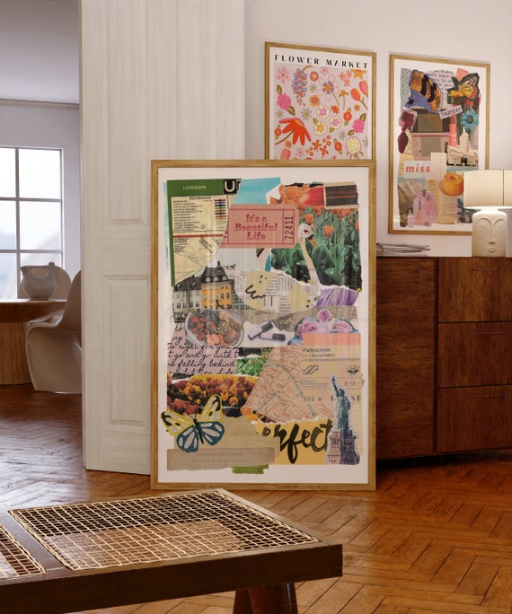Magazine Cut-Outs Collage Digital Wall Art/Poster