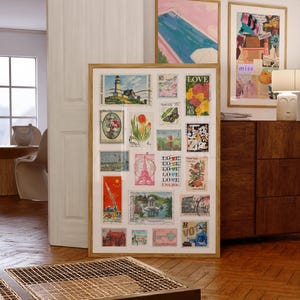 Vintage Stamp Collage Digitales Wandbild/Poster