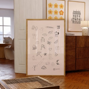 Tiny Line Drawings Collage Digitale Wandkunst/Poster