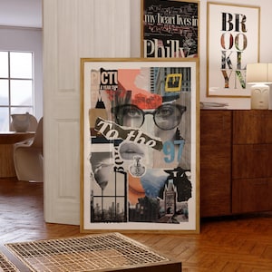 Magazine Cut-Outs Collage Digital Wall Art/Poster