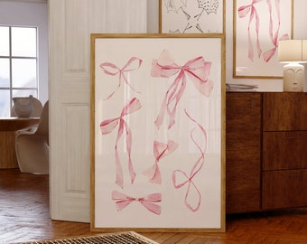 Coquette Pink Bow Collage Digital Wall Art/Poster
