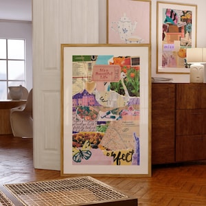 Bordered Magazine Cut-Outs Collage Digital Wall Art/Poster