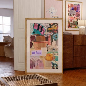 Bordered Magazine Cut-Outs Collage Digital Wall Art/Poster