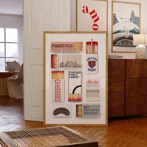 Chicago Matchboxes & Matchbooks Collage Digital Wall Art/Poster