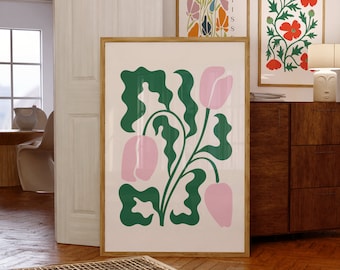 Pink&Green Tulip Flower Digital Wall Art/Poster