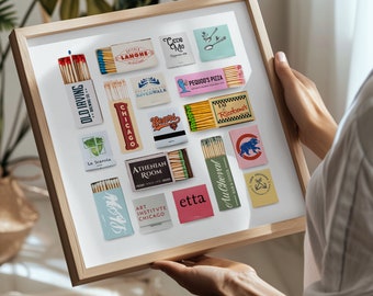 Chicago City Matchboxes & Matchbooks Collage Digital Wall Art/Poster