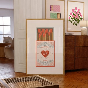 Custom/Made-to-Order The Perfect Match Matchbox with Initials and Year Digital Wall Art/Poster