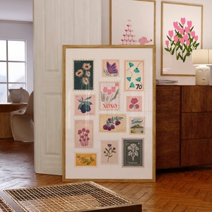 Vintage Stamp Collage Digitales Wandbild/Poster