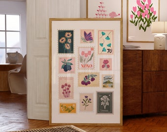 Vintage Stamp Collage Digital Wall Art/Poster