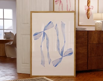Coquette Powder Blue Bows Digital Wall Art/Poster