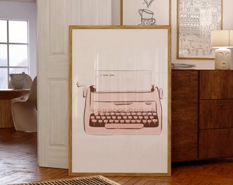 Pink Typewriter "I Love You." Digital Wall Art/Poster