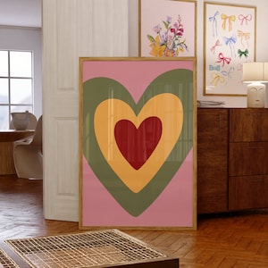 Arte/póster de pared digital de corazón colorido
