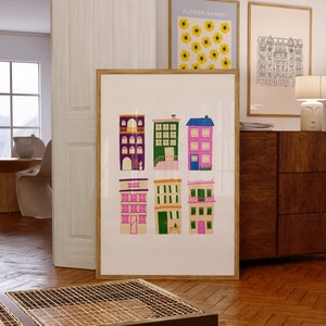 Colorful City Homes/Brownstones Digital Wall Art/Poster