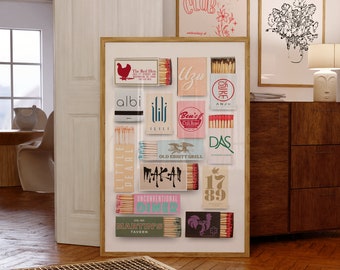 Washington D.C. Restaurants Matchboxes & Matchbooks Collage Digital Wall Art/Poster