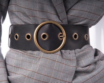 Wide leather belt | Etsy