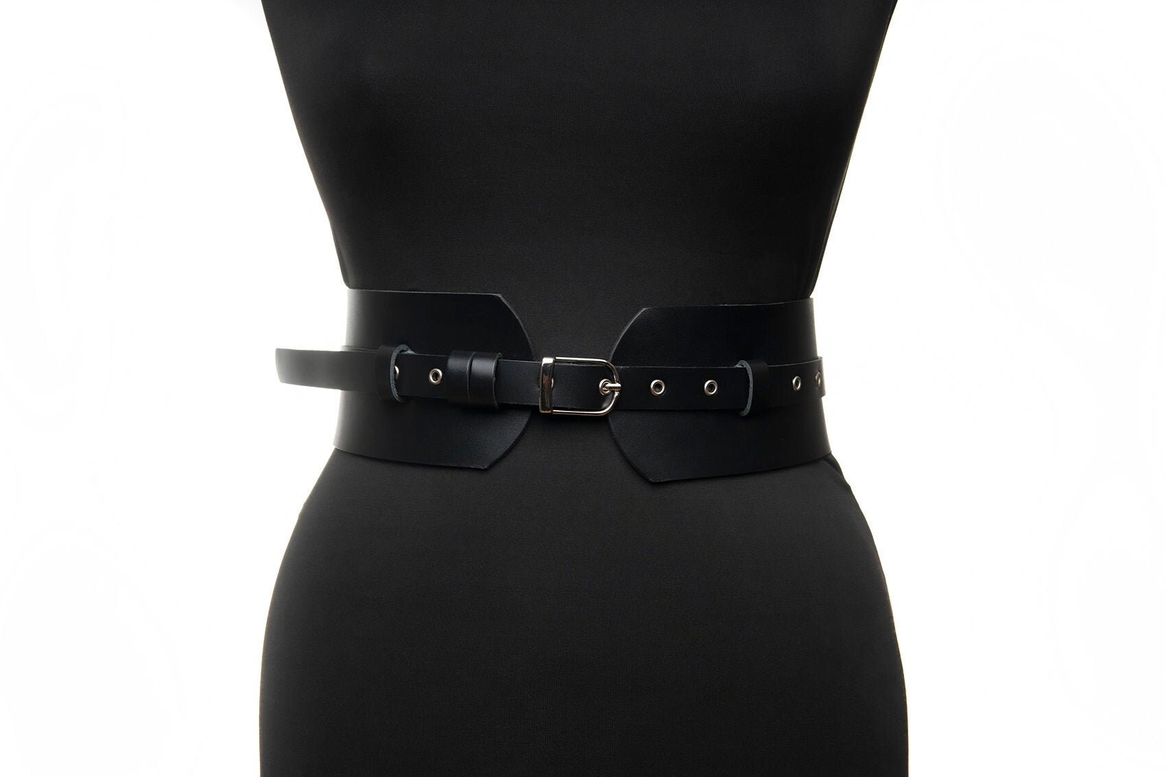 Black leather belt for women waist wide leather belt dress Etsy