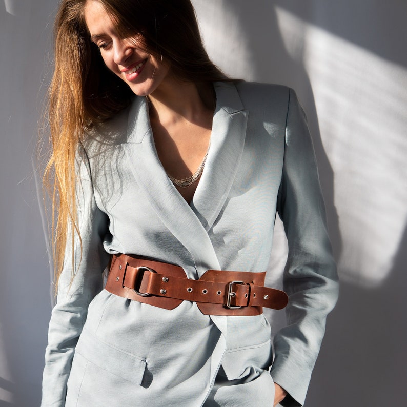 Wide Leather Belt for women waist high waist belt dress Etsy