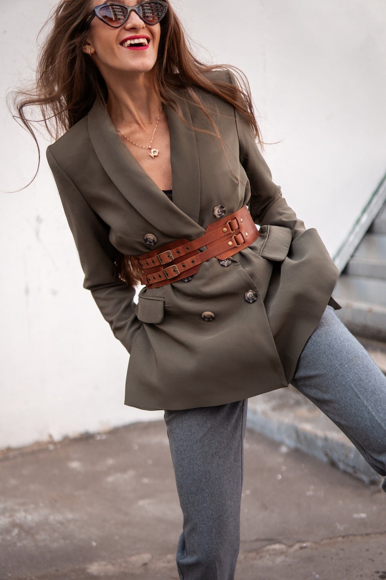 Brown leather belt wide leather belt women leather belt Etsy