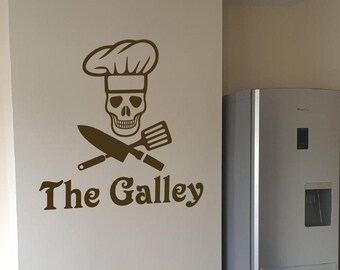 The galley wall sticker, chef decal, kitchen wall stickers, kitchen wall decor, skull decor, kitchen decals, skull wall sticker